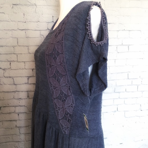 Style & Co. Cold-Shoulder Crochet Peplum Sweater - Picture 5 of 8